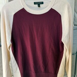 Banana Republic Wine and Cream Women's Sweater-100% merino wool